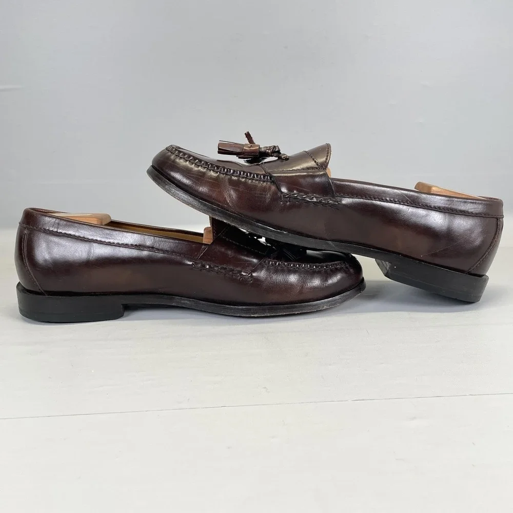 Cole Haan Tassel Loafers Mens Size 10 D Brown Leather Slip On Casual Dress Shoes